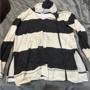 LuLaRoe Black and Cream Striped Hoodie